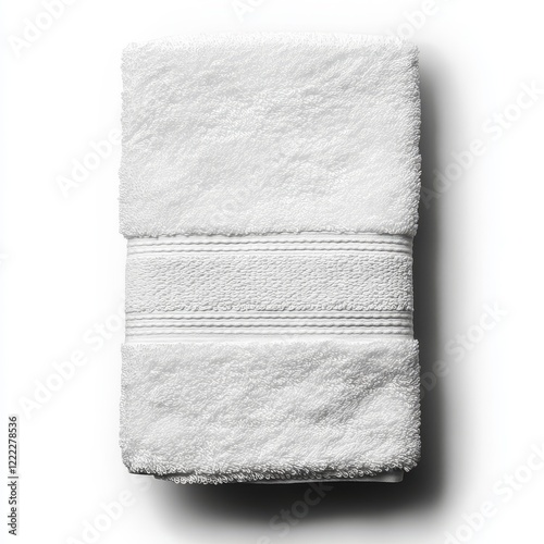 Folded white cotton hand towel isolated on white background. photo