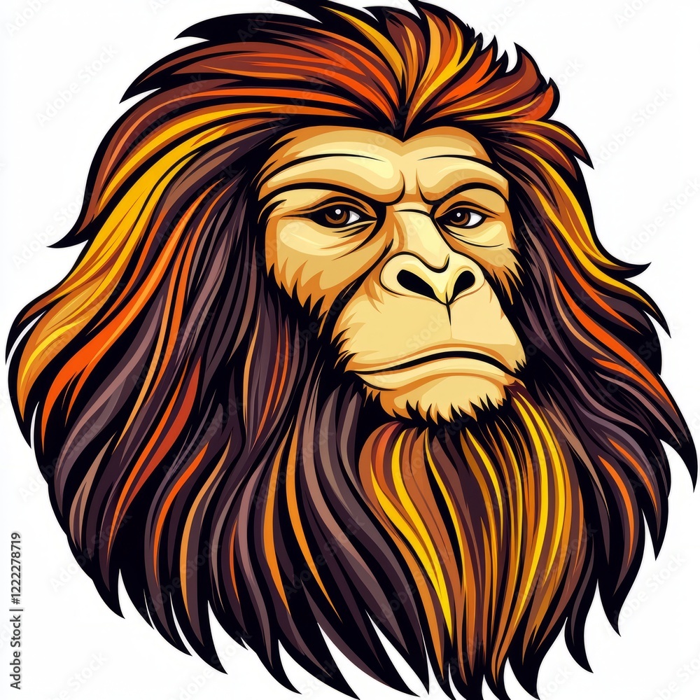 Fototapeta premium Majestic Ape Head with Fiery Orange Hair