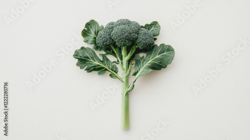 Wallpaper Mural Fresh Broccoli Head with Green Leaves on Light Background Torontodigital.ca