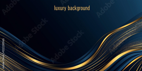 Abstract gold geometry wave on dark blue background
