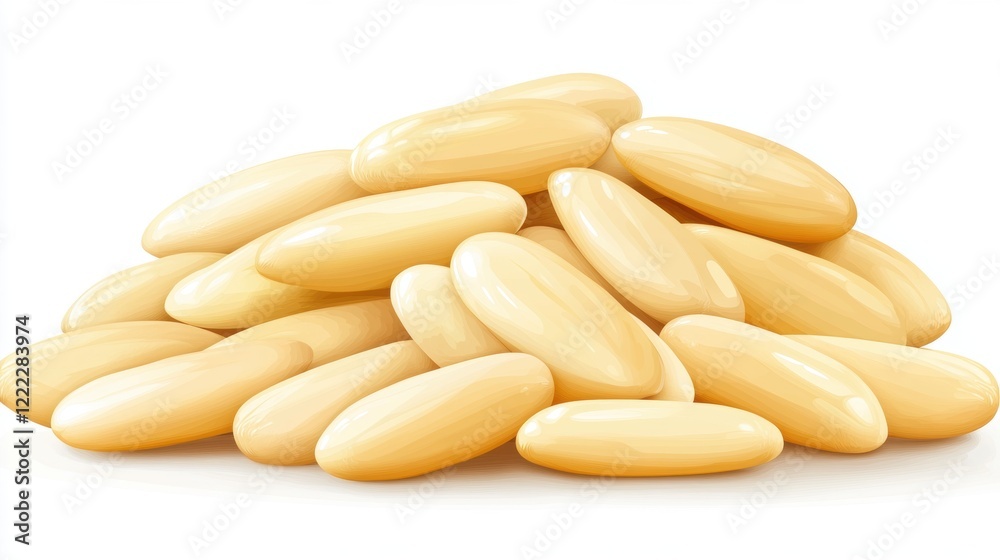Pile of Smooth Beige Capsules Isolated on White Background Pile of Smooth Beige Capsules Isolated on White Background