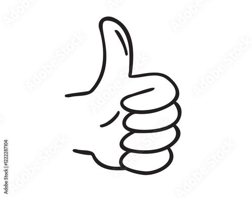  Thumb up hand gesture hand drawn doodle symbol. Drawing line thumb up sketch clipart icon. 