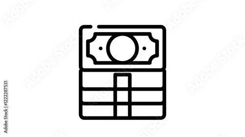 Cash finance bills stack with dollar symbol, outlined in black. Ideal for financial presentations, business websites, and moneyrelated designs.
