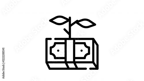 Money profit coin design sprouting into green leaf to illustrate financial growth. Ideal for financial, investment, and sustainable business concepts.
