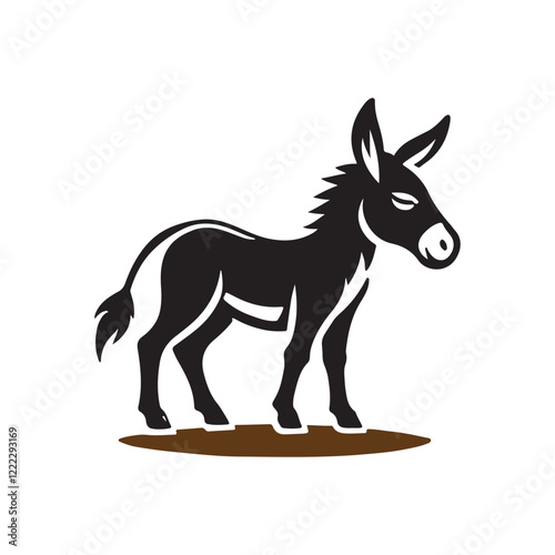 Silhouetted Donkey Standing on Dirt