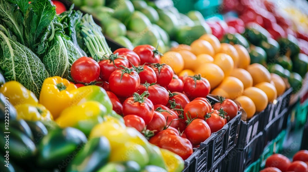 Vibrant fresh produce at a market stand Vibrant fresh produce at a market stand