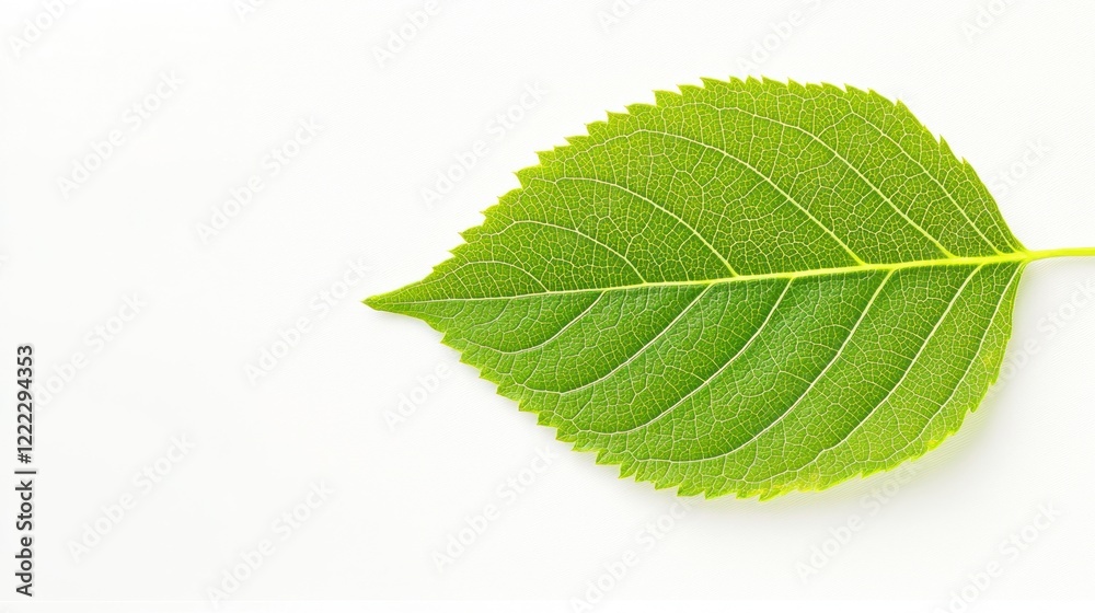 Obraz premium Green Leaf on White Background