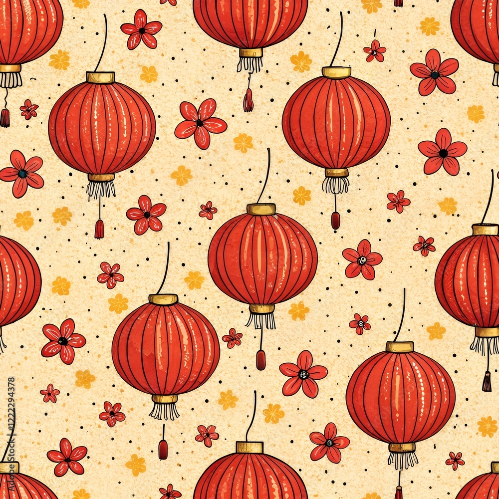 Bright seamless pattern with red round lanterns. holiday celebration elements or Chinese Chinese New Year and designs suitable for cards, wallpaper, clothing, textiles and products. Bright seamless pattern with red round lanterns. holiday celebration elements or Chinese Chinese New Year and designs suitable for cards, wallpaper, clothing, textiles and products.