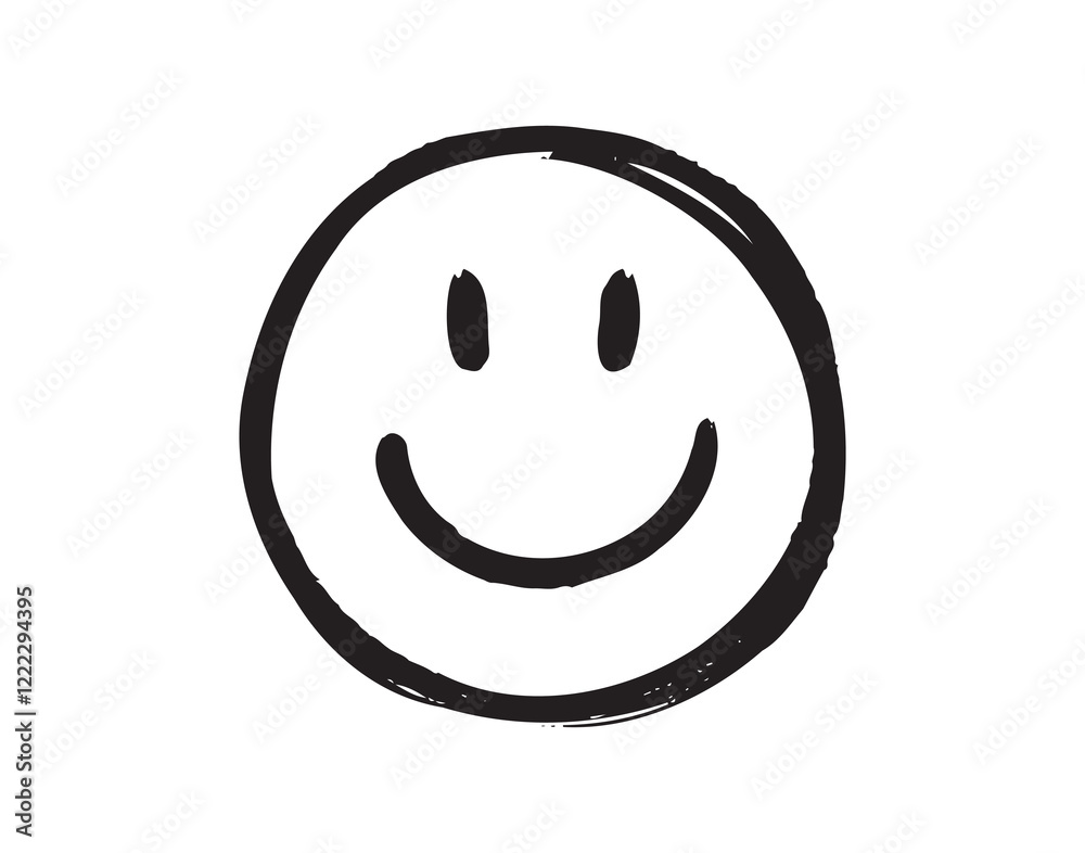 Fototapeta premium Smile face Doodle sketch style icon. Smiling face hand drawn, happy emotion concept.