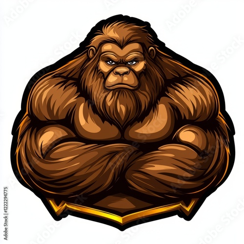 Muscular Bigfoot Ape Character Design Illustration