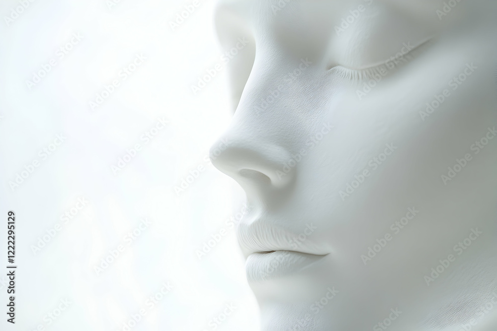 Serene White Face Sculpture Minimalist Art Print Serene White Face Sculpture Minimalist Art Print