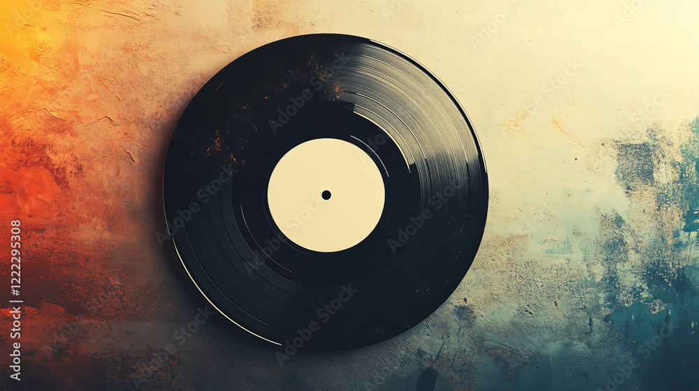 Obraz premium Vinyl or cd album cover. Old music record plastic overlay. Retro rough sleeve wrap. Abstract transparent texture for disc with wrinkle graphic set. White band subtle mock up template element vector