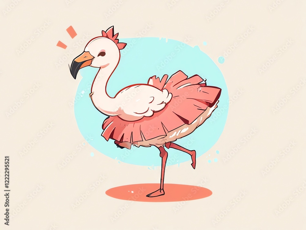 Fototapeta premium Adorable Flamingo Ballerina in a Pink Tutu: A Delightful Illustration
