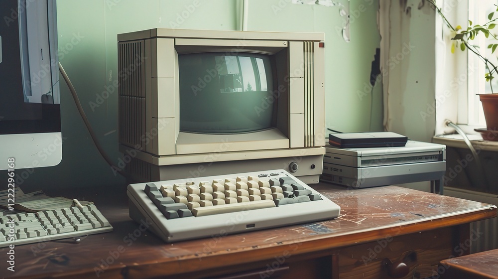 Bulky Form Photo & Art Print A nostalgic old computer, boasting a bulky form, a ...