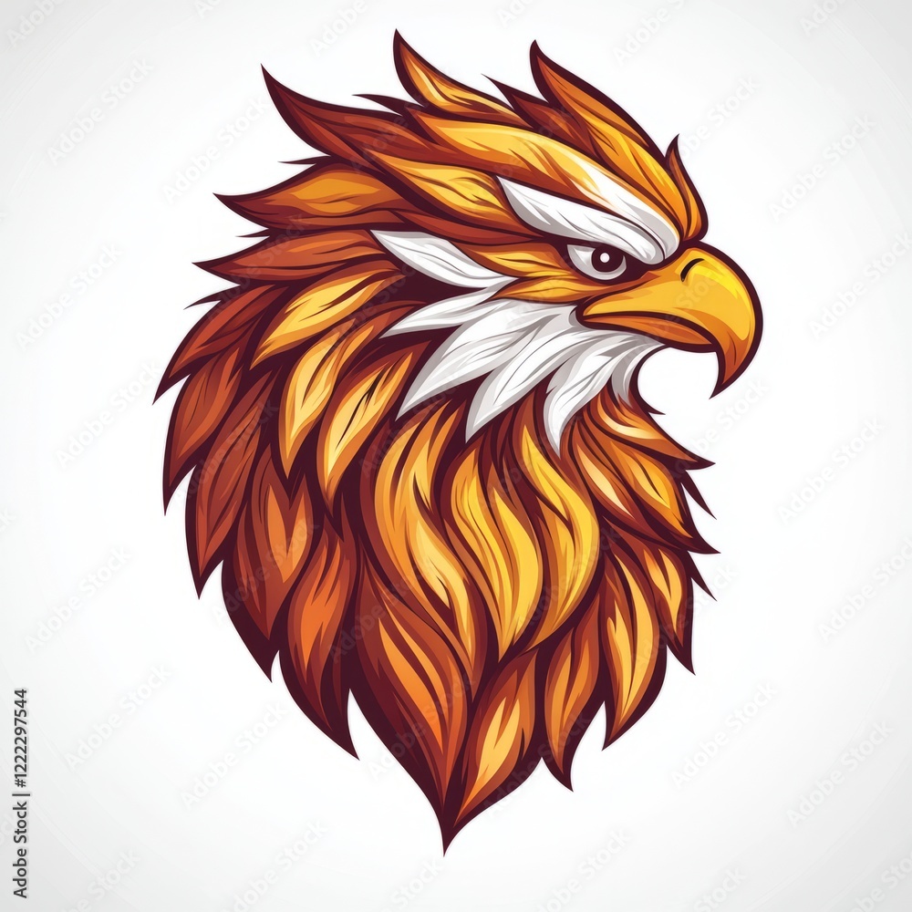 Obraz premium Fiery Eagle Head Profile Artistic Design Illustration