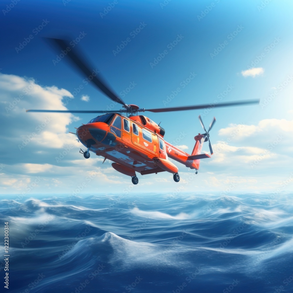 Fototapeta premium Helicopter aircraft vehicle rescue.