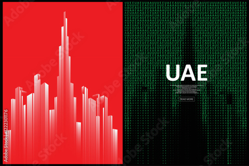 Abstract United Arab Emirates. Modern illustration in colors of the United Arab Emirates national flag. Graphic concept for your design