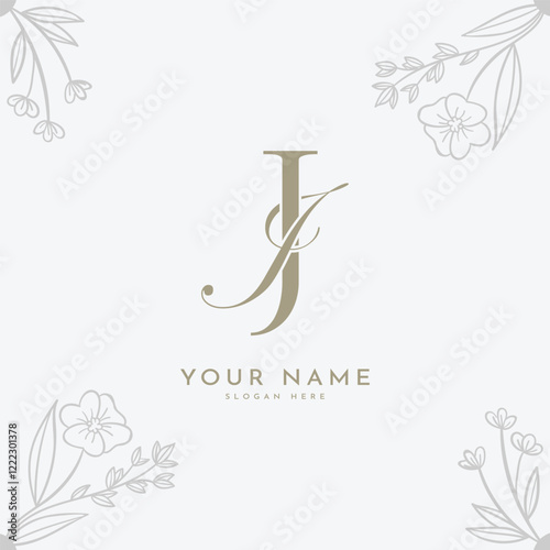 JJ JJ initial letter handwriting monogram logo.