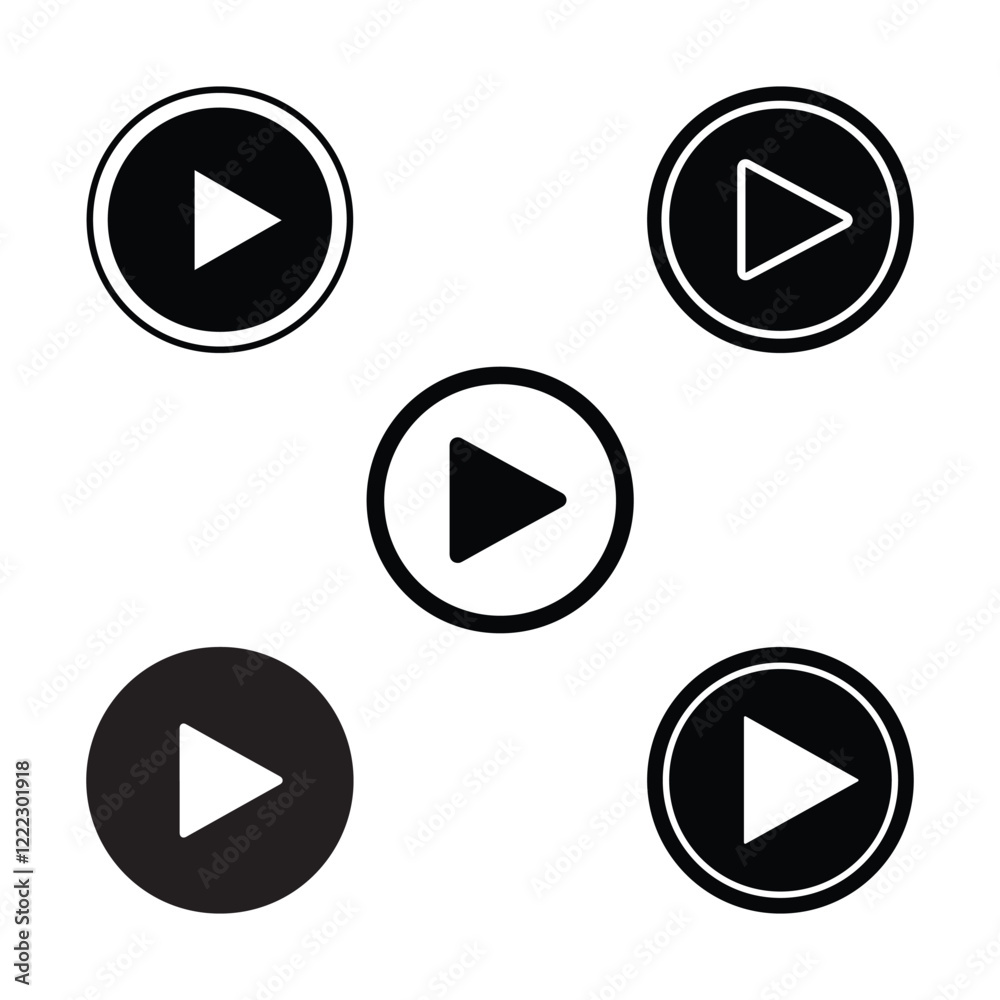 Play button icon set vector on white background Play button icon set vector on white background