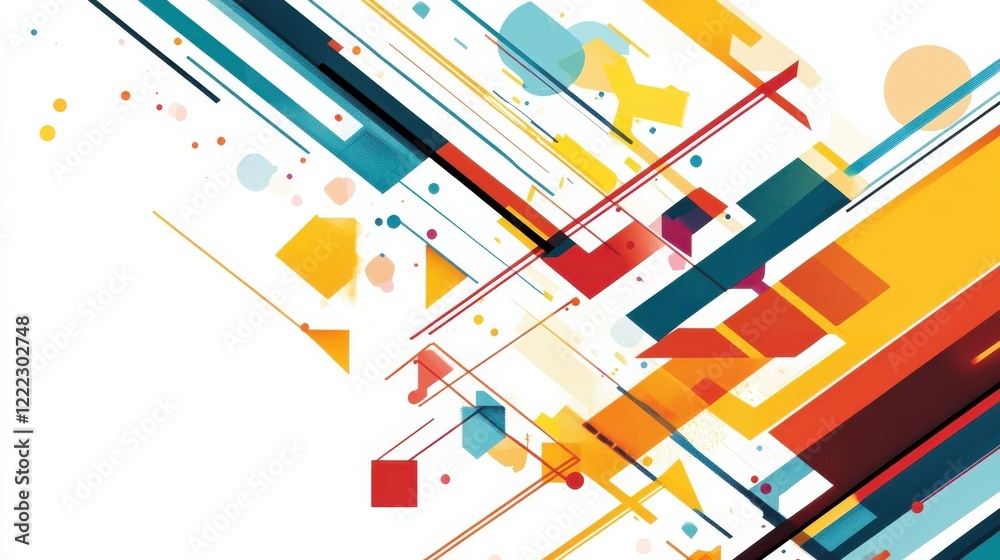 Colorful Abstract Background with Dynamic Geometric Shapes and Lines Colorful Abstract Background with Dynamic Geometric Shapes and Lines