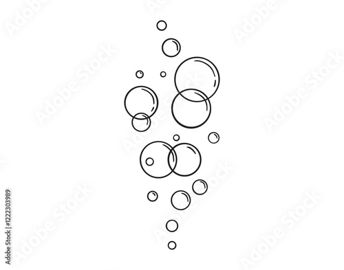 bubbles of fizzy drink or bubbles in the water from fish doodle hand drawn icon. Outline drawing bubbles in the water line clipart symbol