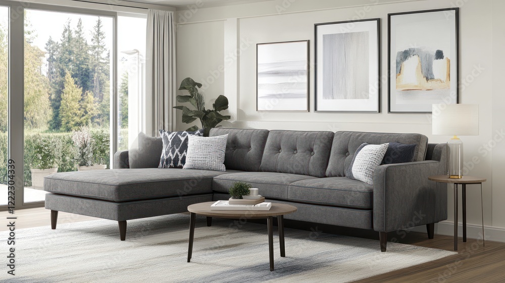 Fototapeta premium Modern Sectional Sofa in a Stylish Living Room