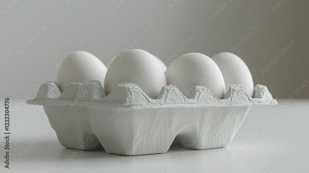 Fresh White Eggs on a carton with simple background and soft light Fresh White Eggs on a carton with simple background and soft light