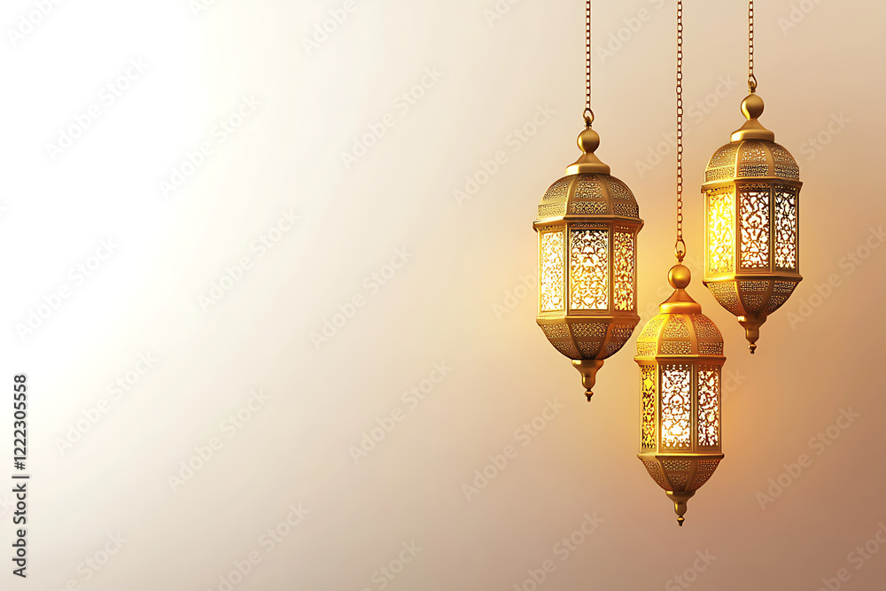 arabic lantern of ramadan celebration background, group of hanging Ramadan lanterns, white background, islamic, ramadan Kareem, eid mubarak, eid al adha, eid al fitr, 3d rendering, generative ai arabic lantern of ramadan celebration background, group of hanging Ramadan lanterns, white background, islamic, ramadan Kareem, eid mubarak, eid al adha, eid al fitr, 3d rendering, generative ai