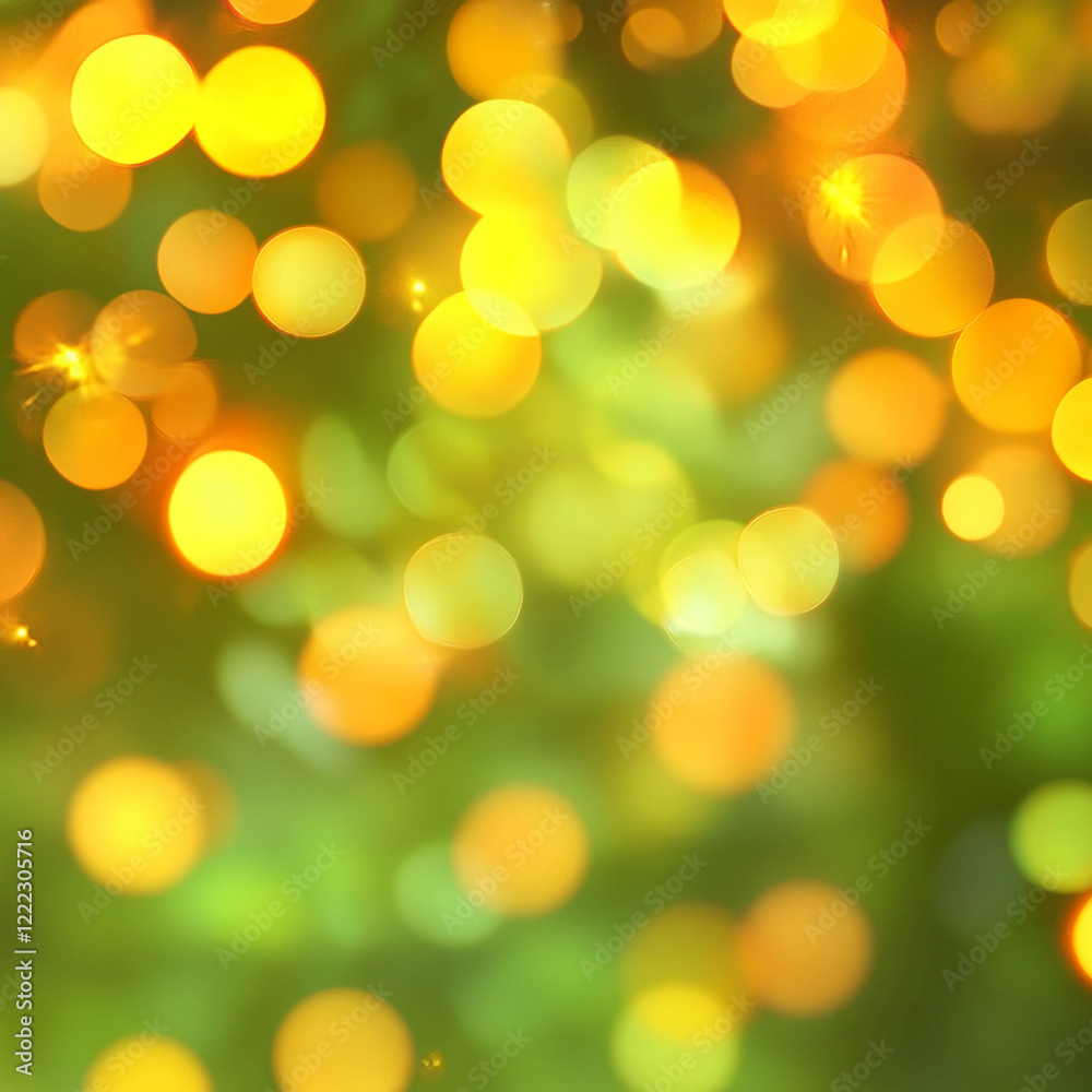 Obraz premium Soft glowing lights create a magical ambiance in a green landscape at twilight