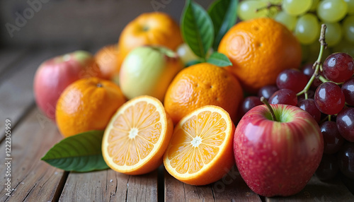 Fresh and Colorful Fruits Arranged on a Table for a Healthy Treat