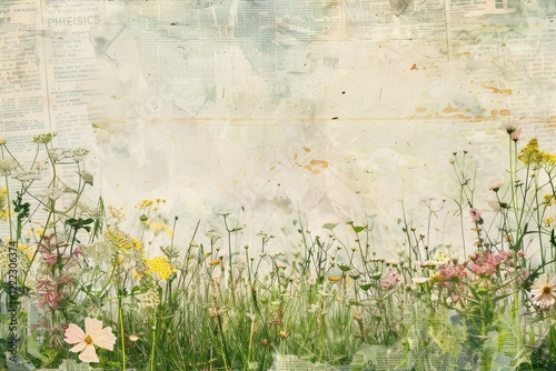 Spring meadow ephemera border backgrounds outdoors flower.