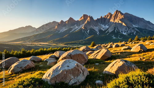 Obraz na płótnie Majestic Mountain Range at Sunset w salonie