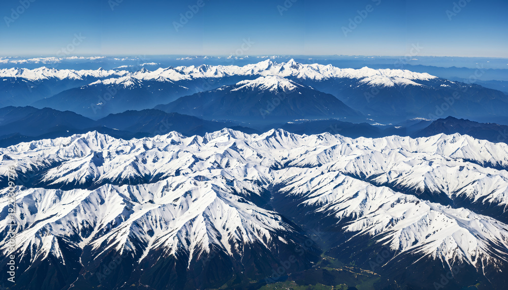 Aerial View of Snow-Capped Mountain Range