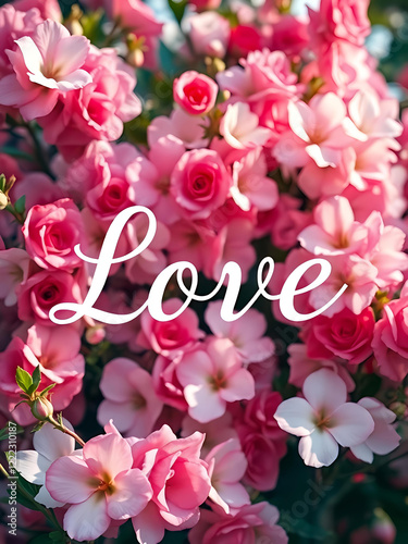 floral background with the inscription love