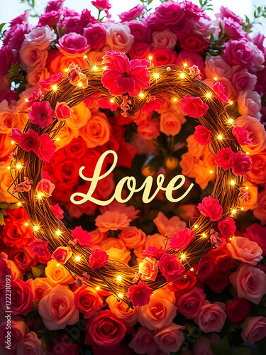 floral background with the inscription love