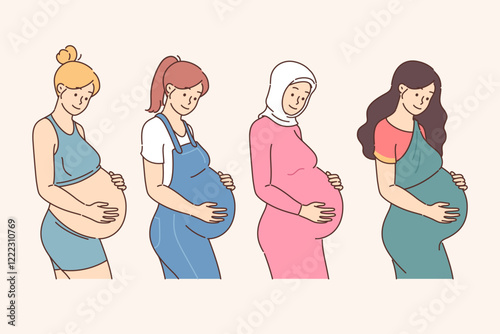 Variety of pregnant women are preparing to become mothers and attending new parenting school