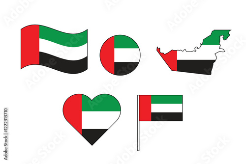 United Arab Emirates country flag icon set modern vector