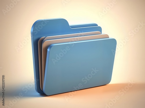 Blue folder with documents on a light background
