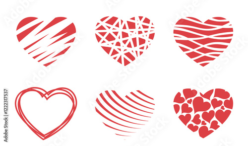 Abstract heart set. Love and romantic symbols. Valentines design elements. Isolated vector images