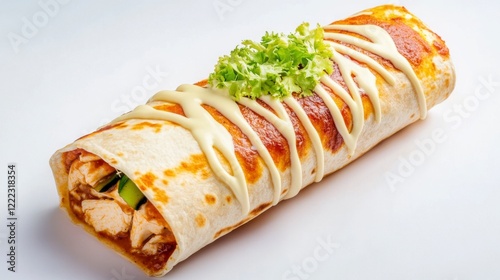 Delicious Chicken Burrito Wrapped with Fresh Ingredients and Sauce