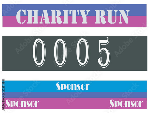 Purple colored marathon number bib isolated on black.

