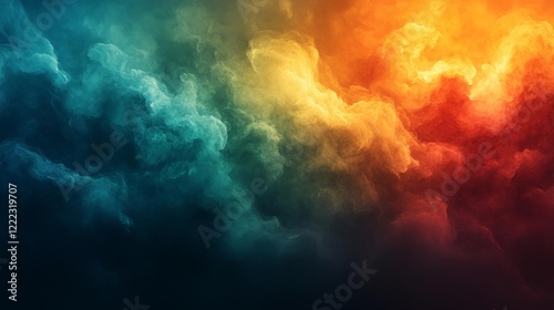 Ethereal watercolor art with a blend of soft orange green and teal tones. Generative AI