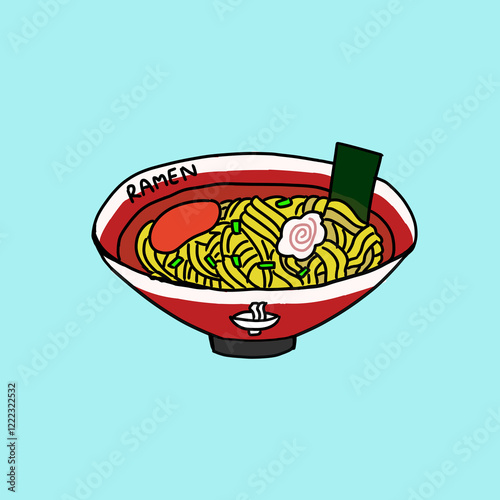 Illustration of Japanese food: ramen