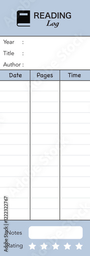 Reading Log, Book tracker, Reading tracker, Reading chart, Reading motivation blank. Book review tracker journal template for readers.
