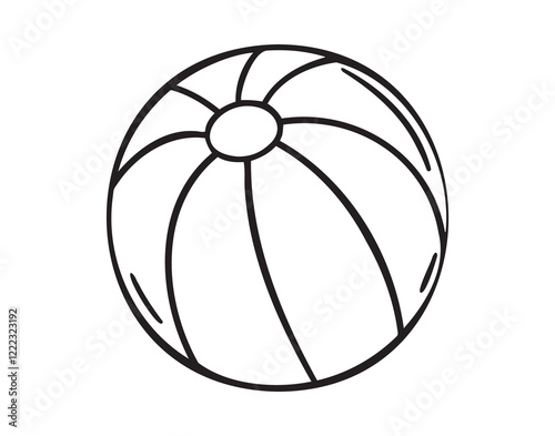 children beach ball doodle hand drawn icon. Outline drawing line clipart inflatable beach ball symbol