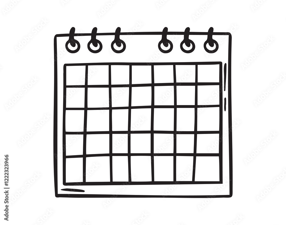Wall calendar blank template doodle hand drawn icon. Outline drawing planning, diary line clipart symbol Wall calendar blank template doodle hand drawn icon. Outline drawing planning, diary line clipart symbol