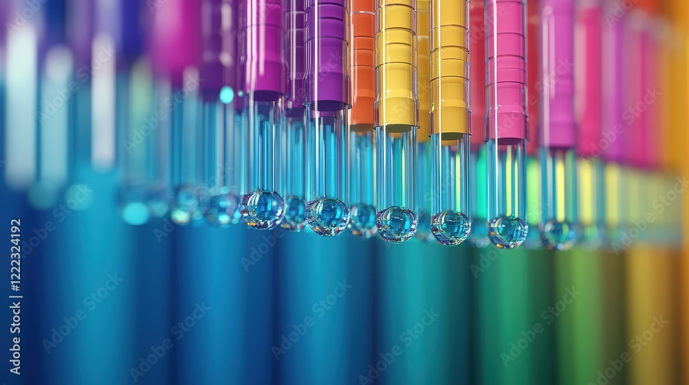 Colorful Test Tubes Filled with Liquid in a Laboratory with Bright Background Shades Colorful Test Tubes Filled with Liquid in a Laboratory with Bright Background Shades