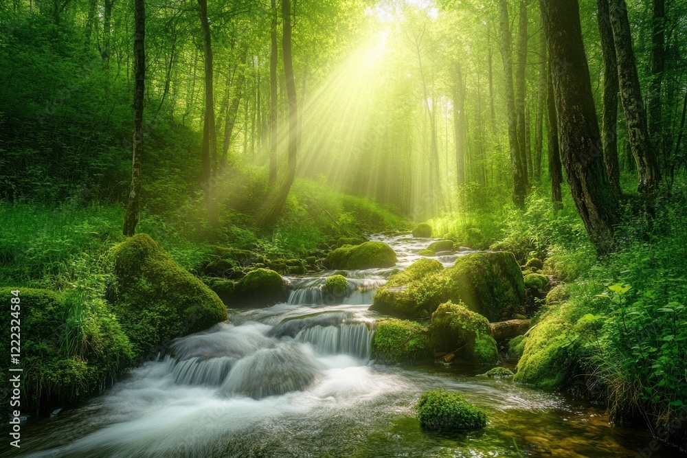 Forest and river stream Forest and river stream