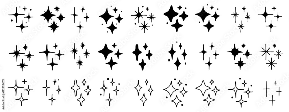 Set of hand drawn vector stars and sparkles, doodle collection
Set of hand drawn vector stars and sparkles, doodle collection