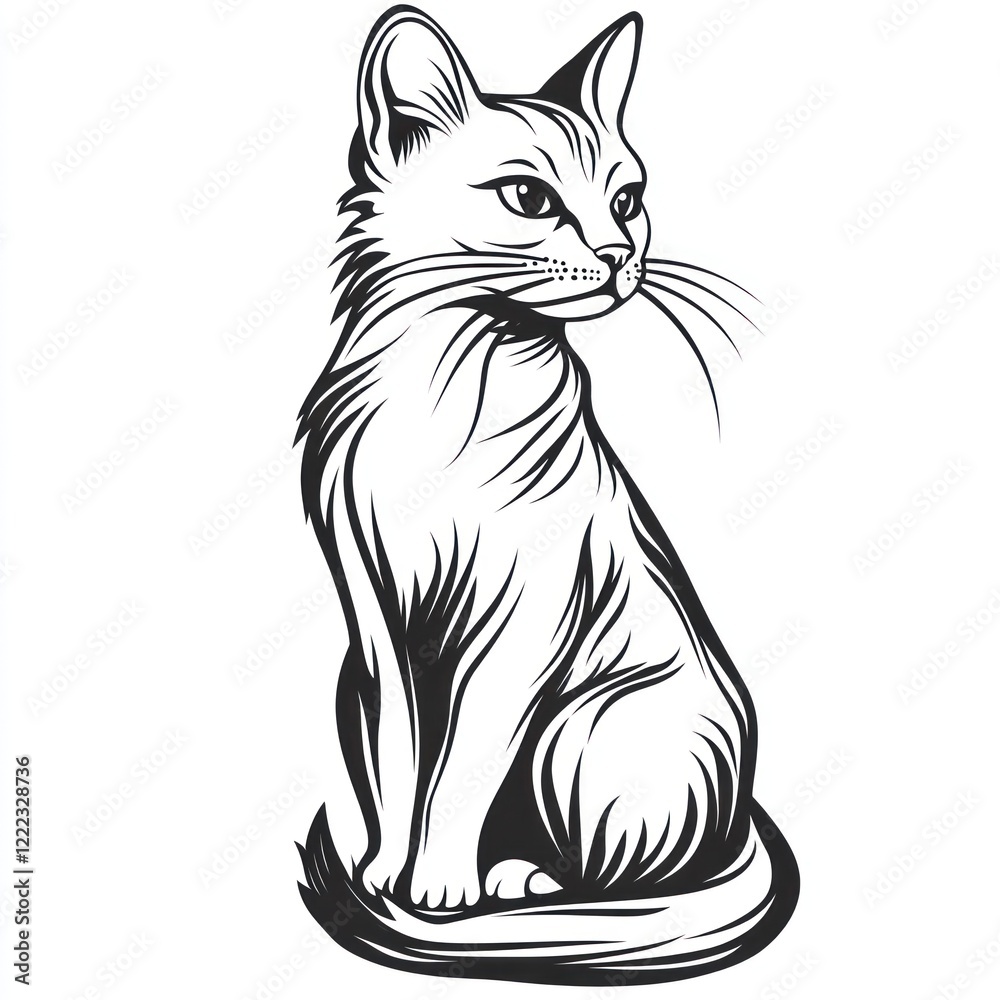 Obraz premium Elegant Black And White Cat Sitting Gracefully